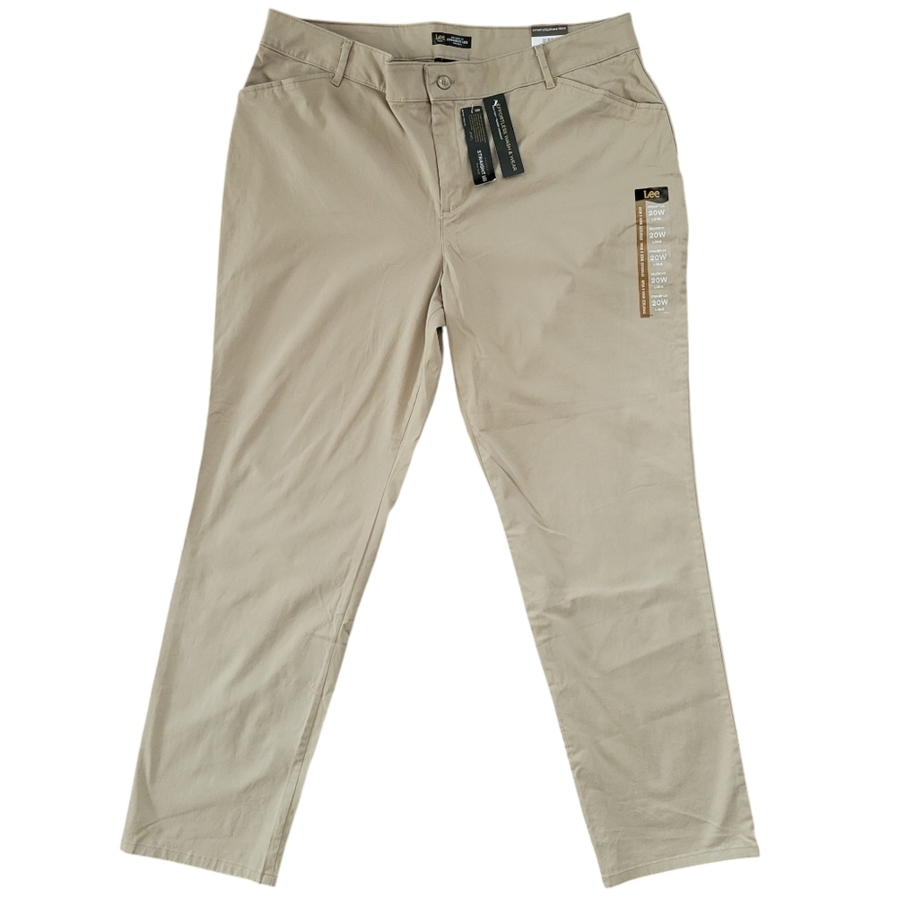 Lee Effortless Wash Wear Pants 20W LONG Flax Relaxed Fit Straight Leg Mid Rise - Picture 4 of 15